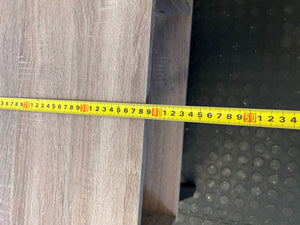 Sleek Oak Wood TV Stand with Black Legs - Minor Scratches - REDUCED