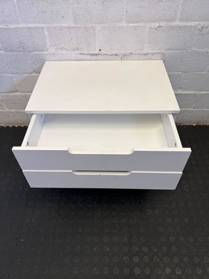 Sleek White 2-Drawer Nightstand with Tapered Wood Legs