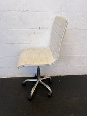 Sleek White Faux Leather Office Chair with Chrome Base β Minor Marks