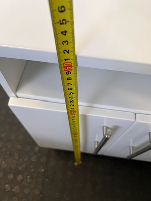 Sleek White Storage Cabinet with Open Shelf ✨