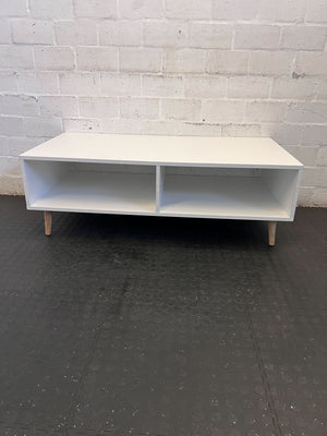 Sleek White TV Unit / Sideboard with Wooden Legs