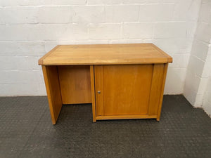 Small Solid Desk with Sliding Cabinet