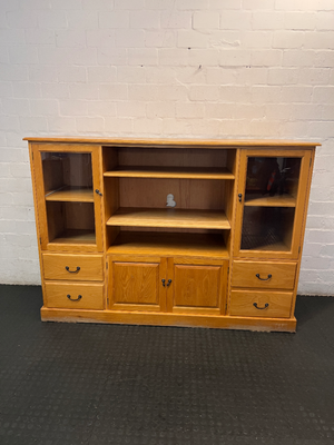 Solid Oak Dining Room Dresser - Minor Edge Wear - 2ndhandwarehouse.com