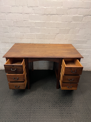 Solid Wood Double Pedestal Office Desk — Fair Used Condition