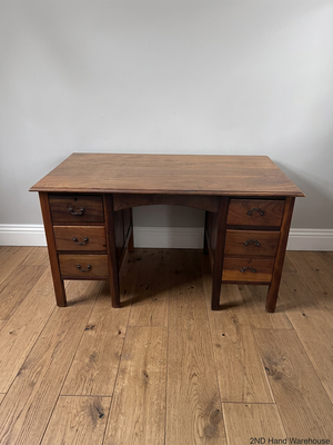 Solid Wood Double Pedestal Office Desk — Fair Used Condition
