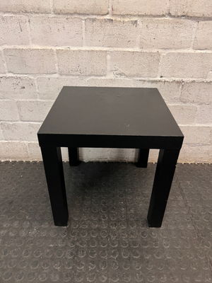 Square Minimalist Wooden Side Table in Charcoal Grey — Good Pre-owned Condition