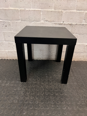 Square Minimalist Wooden Side Table in Charcoal Grey — Good Pre-owned Condition