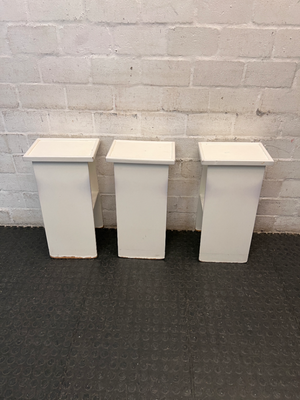 Square White Timber Pedestal Display Stand