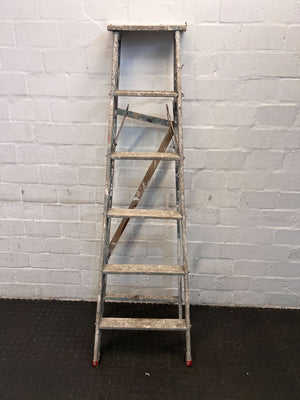 Sturdy 6-Step Aluminum Ladder with Minor Paint Stains