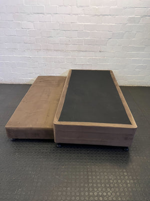 Sturdy Brown Upholstered Single Bed Base