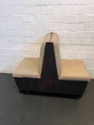 DBL SIDED - 60CM - Stylish Beige Upholstered Restaurant Booth Seat Wooden Frame – Minor Wear (122 x 57)