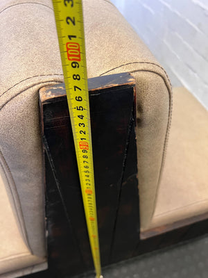 DBL SIDED - 60CM - Stylish Beige Upholstered Restaurant Booth Seat Wooden Frame – Minor Wear (122 x 57)