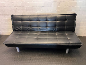Stylish Black Faux Leather Futon Sofa Bed