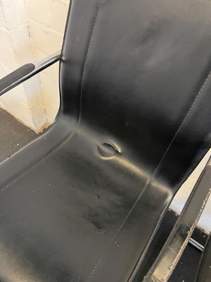 Stylish Black Leather Chair with Chrome Frame β Vintage Appeal Some Rust