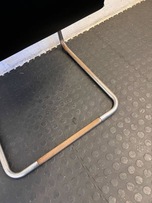 Stylish Black Leather Chair with Chrome Frame β Vintage Appeal Some Rust