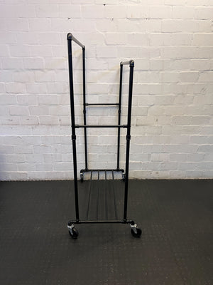 Stylish Black Metal Clothing Rack on Wheels