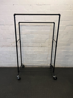 Stylish Black Metal Clothing Rack on Wheels