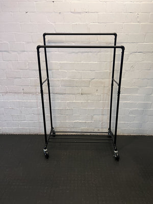 Stylish Black Metal Clothing Rack on Wheels