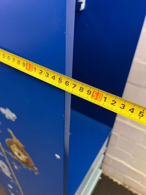 Stylish Blue Storage Unit with Drawers and Hanging Rod