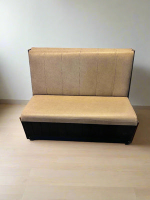 DBL SIDED - 120CM - Stylish Beige Upholstered Restaurant Booth Seat Wooden Frame – Minimal Wear