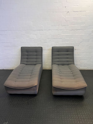 Stylish Grey Fabric Chaise Lounge with Minor Wear