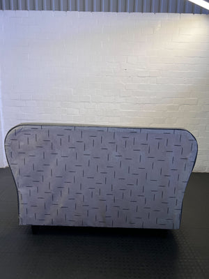 Stylish Grey Fabric Extra Length Queen Bed Frame with Button-Tufted Headboard