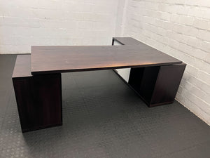 Stylish L-Shaped Black & White Corner Desk with Storage