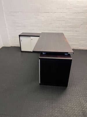 Stylish L-Shaped Black & White Corner Desk with Storage