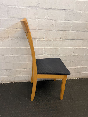 Stylish Light Wood Dining Chair with Navy Upholstery