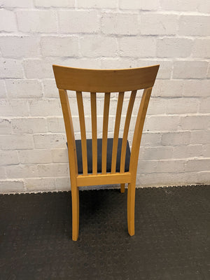 Stylish Light Wood Dining Chair with Navy Upholstery