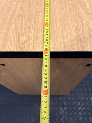 Stylish Oak-Effect Low Bookshelf with Black Trim - 2ndhandwarehouse.com