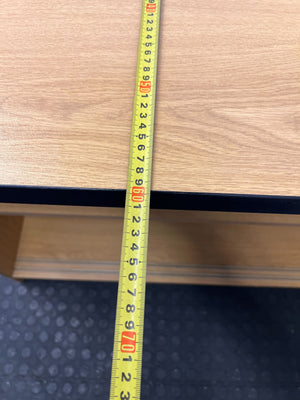 Stylish Oak-Effect Low Bookshelf with Black Trim - 2ndhandwarehouse.com