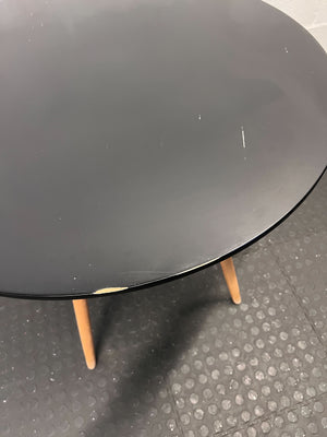 Stylish Round Black Top Dining Table with Wooden Legs - REDUCED