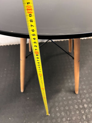 Stylish Round Black Top Dining Table with Wooden Legs - REDUCED