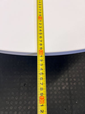 Stylish Round White Table with Modern Design and Minor Scratches