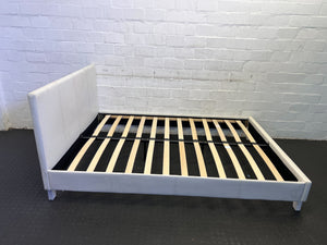 Stylish White Faux Leather Bed Frame with Minor Wear