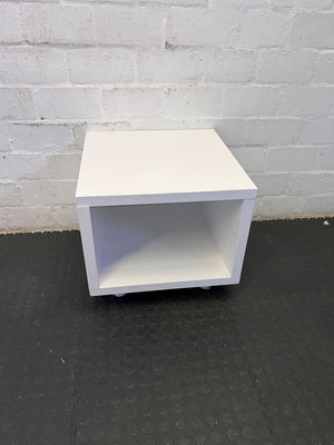 Stylish White Minimalist Cube Storage Table