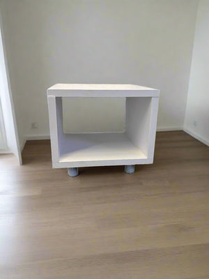 Stylish White Minimalist Cube Storage Table