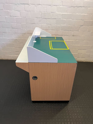 Stylish White and Green Office Desk with Storage