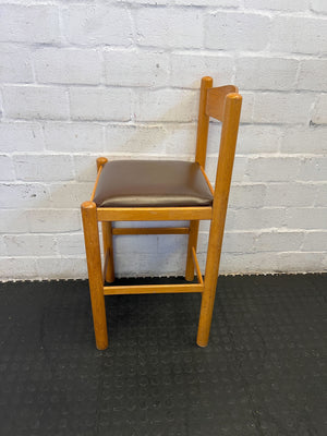 Stylish Wooden Bar Stool with Brown Cushion Seat - Minor Wear - 2ndhandwarehouse.com