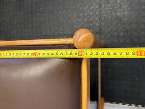 Stylish Wooden Bar Stool with Brown Cushion Seat - Minor Wear - 2ndhandwarehouse.com