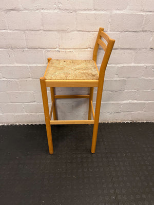 Stylish Wooden Counter Stool with Natural Woven Seat - PRICE DROP