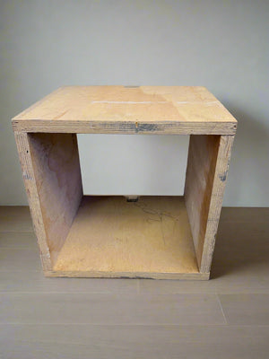 Stylish Wooden Storage Cube - Light Brown Finish, Minor Wear