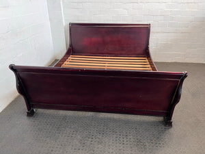 Super King Sized Wooden Sleigh Bed Base (Minor Cosmetic Repairs)