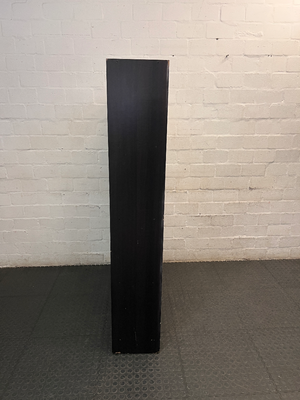 Tall Black 12-Compartment Shelving Unit — Fair Condition with Visible Surface Wear