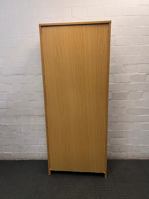 Tall Light Wood Bookshelf with Five Tiers — Fair Condition with Previous