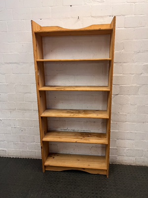 Tall Simple Pine Bookshelf with Scalloped Detail — Previous and Surface Wear