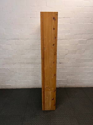 Tall Simple Pine Bookshelf with Scalloped Detail — Previous and Surface Wear