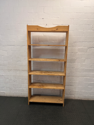 Tall Simple Pine Bookshelf with Scalloped Detail — Previous and Surface Wear