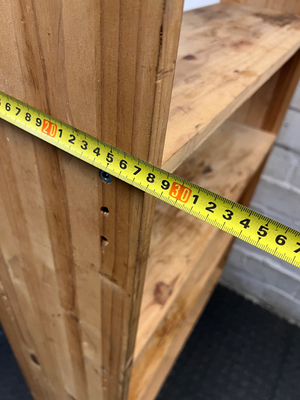 Tall Simple Pine Bookshelf with Scalloped Detail — Previous and Surface Wear